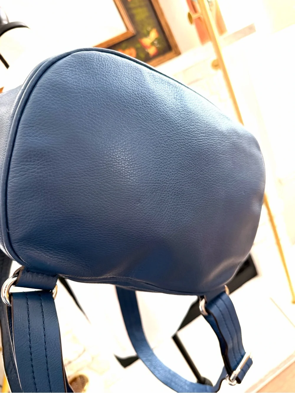 Marc by Marc Jacobs Blue Pebbled Leather Convertible Backpack Shoulder Bag